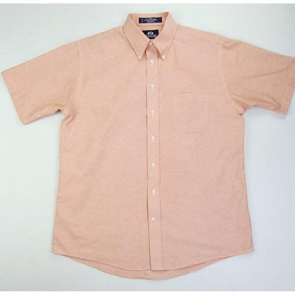 Stafford Wrinkle Free Oxford Size 16.5 Mens Pumpkin Orange Short Sleeve Shirt - Picture 1 of 8
